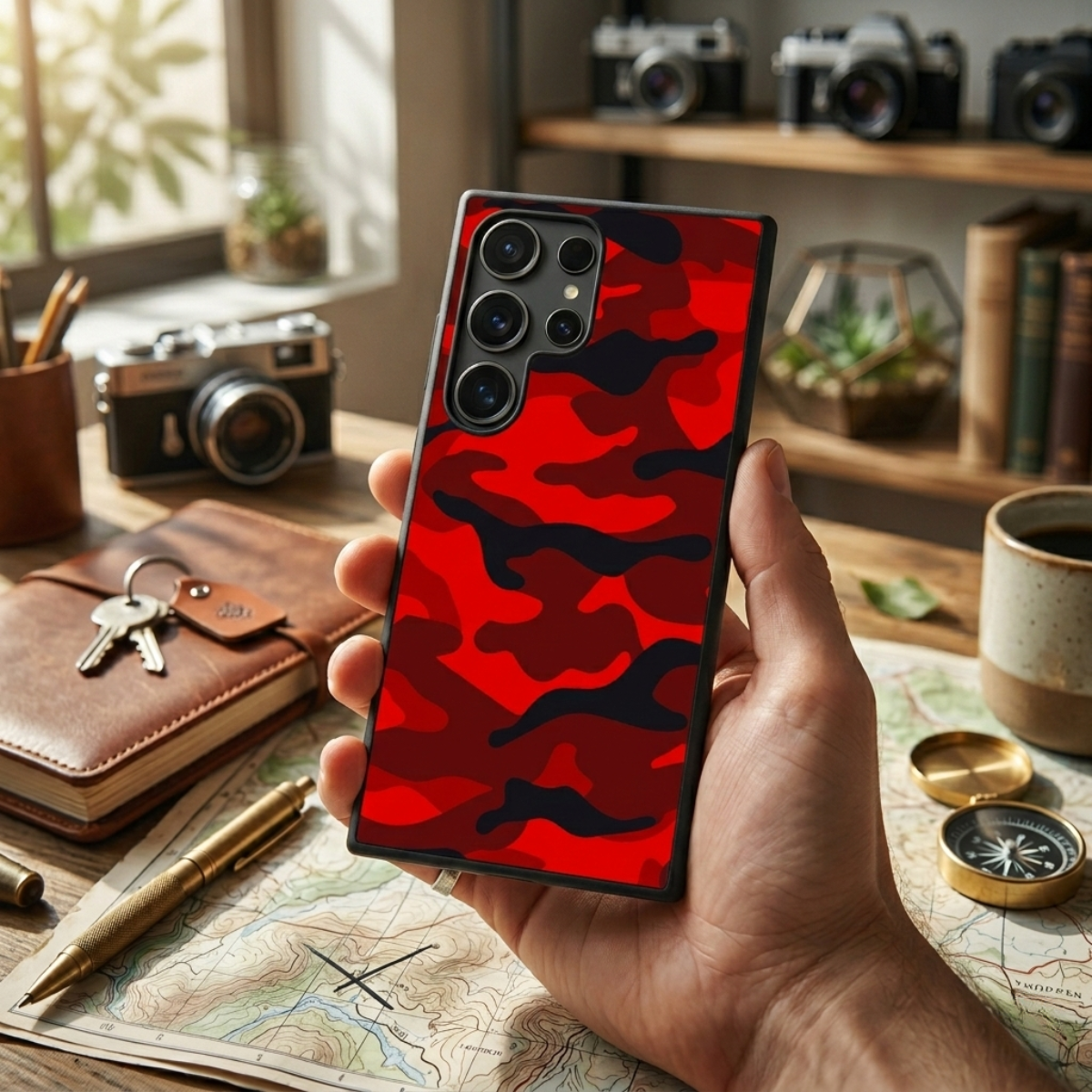 Red Camouflage Samsung Phone Cover