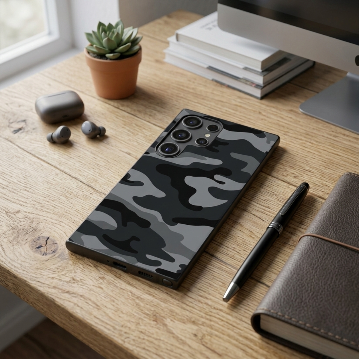Black Camouflage Samsung Phone Cover