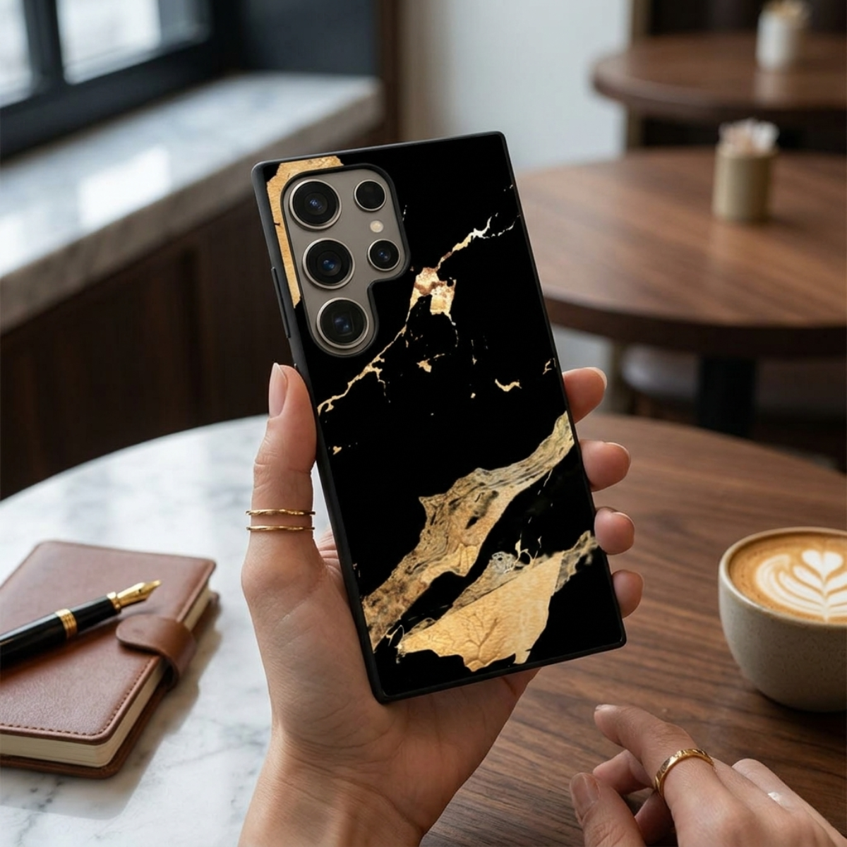 Black Marble Design Samsung Phone Cover