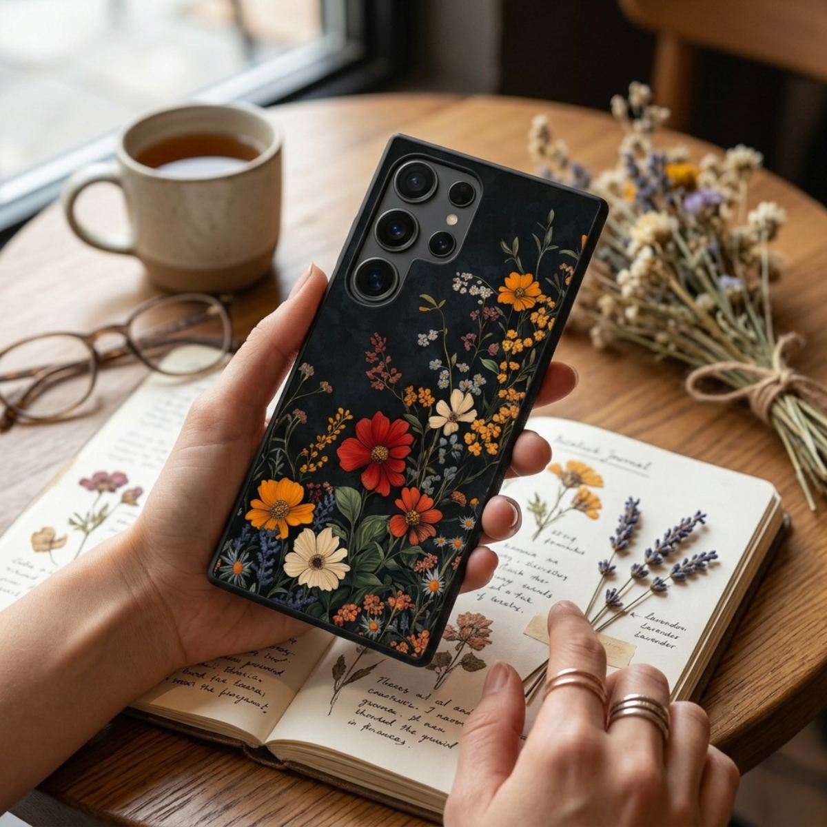 Abstract Floral Pattern Samsung Phone Cover