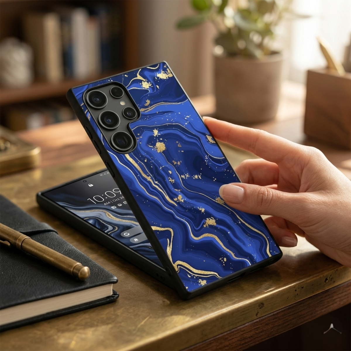 Royal Blue Marble Samsung Phone Cover