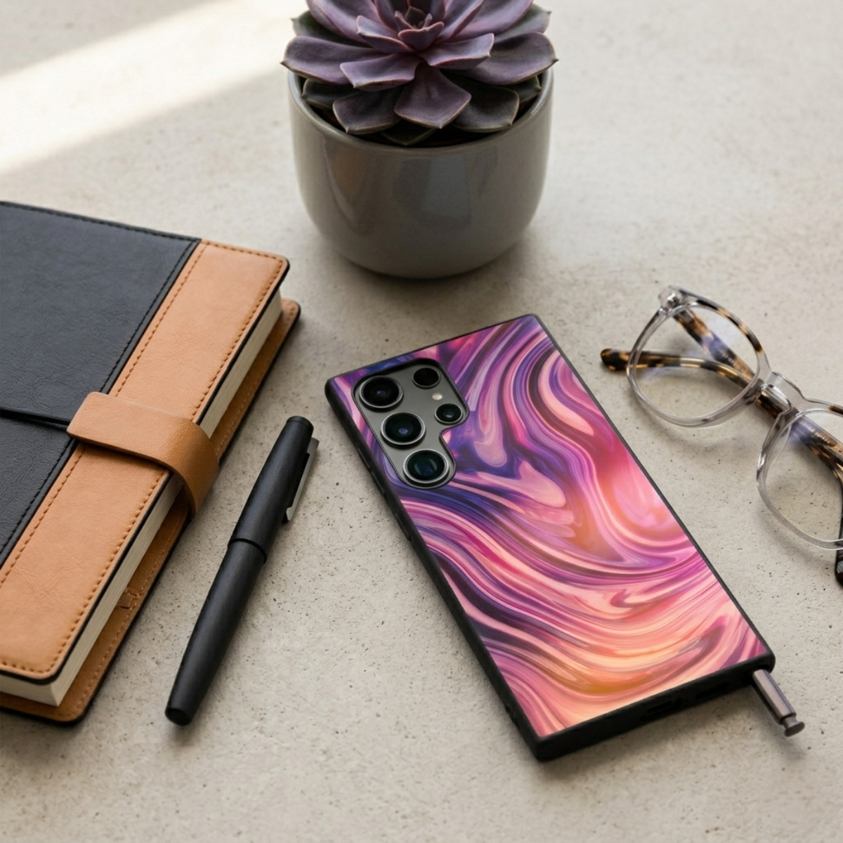 Magenta Marble Samsung Phone Cover